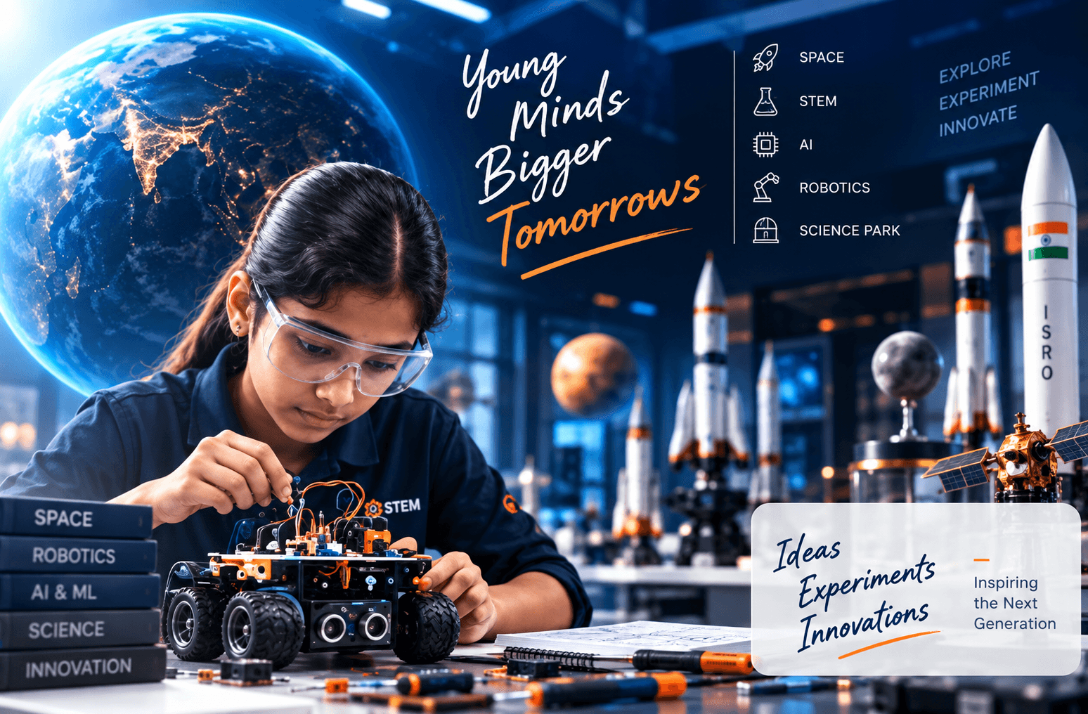 Student building a robotics project inside a future-ready learning environment